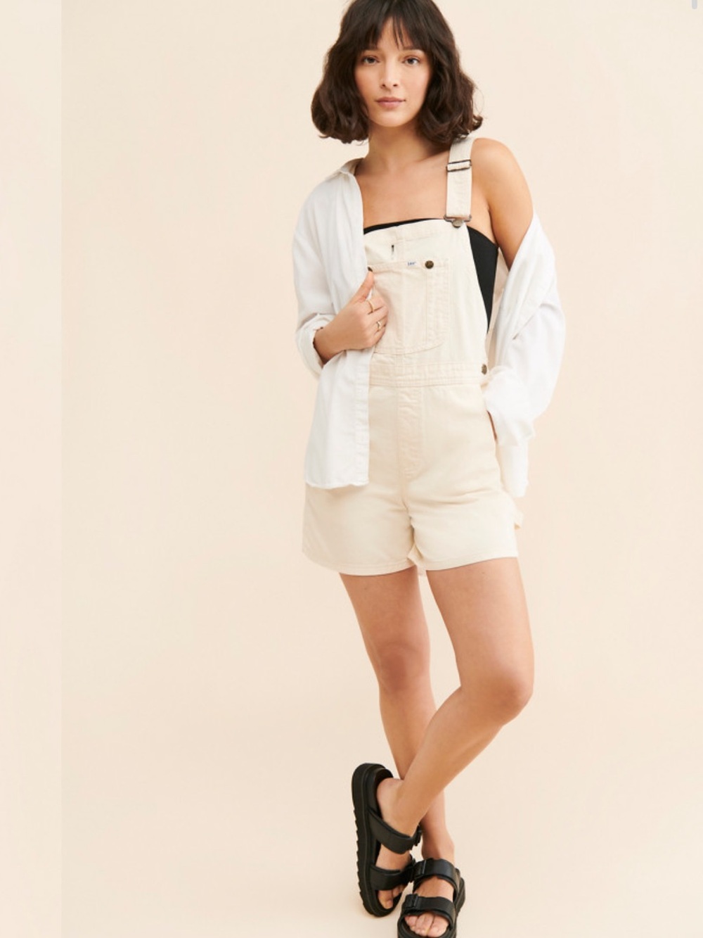 Lee Cream Short Denim Overalls - Women's Casual Shorts Overalls